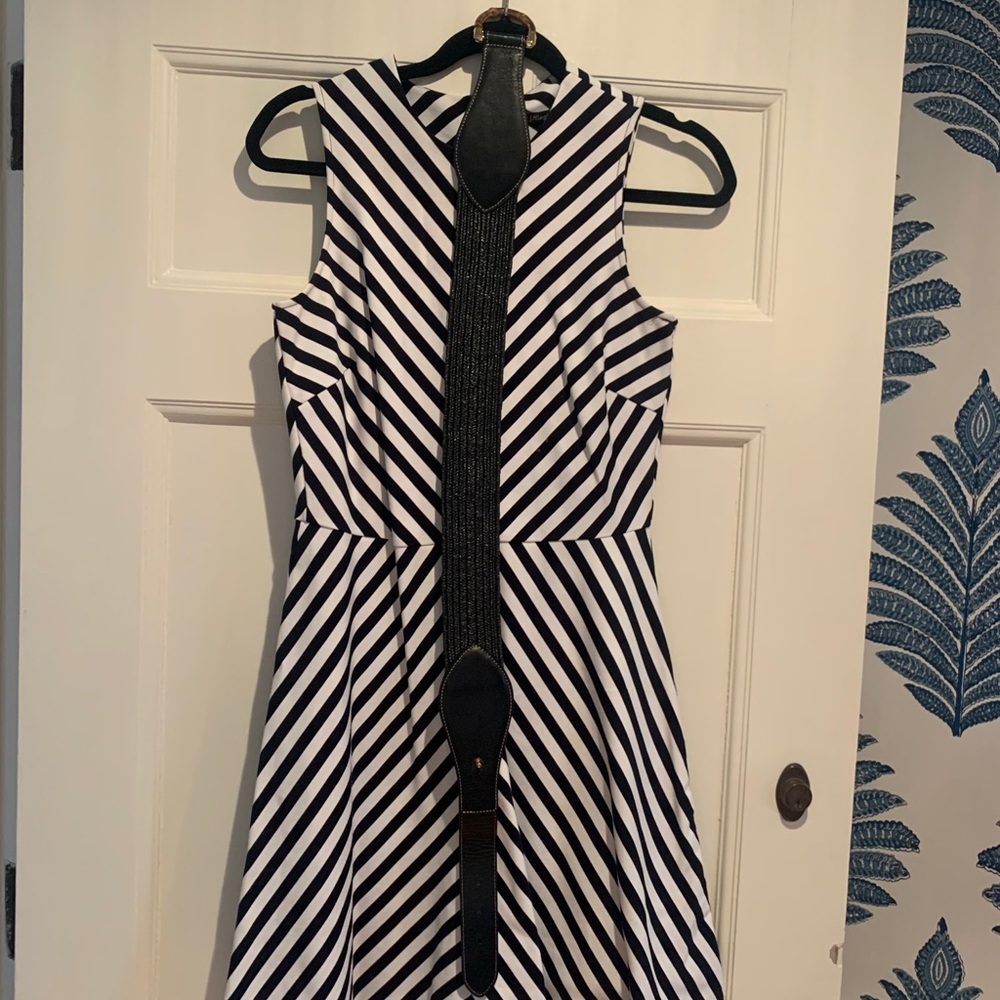 J. McLaughlin Black and White fit and flare dress